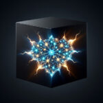 Caja negra agrietándose con una red neuronal brillante en su interior